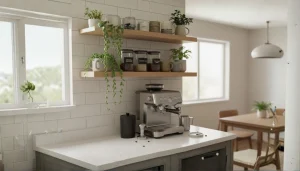 Modern espresso machine on kitchen counter