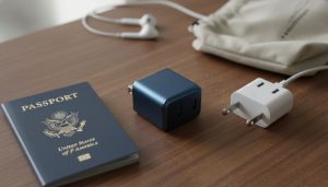 power bank GaN charger is placed.