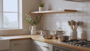 cookware set on kitchen counter