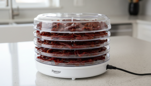 Best Dehydrator for Jerky – My Honest Guide & Top Picks There’s something incredibly satisfying about pulling out a tray of perfectly dried jerky. It’s chewy, flavorful, and keeps for weeks — assuming it lasts that long in my kitchen. After years of experimenting with different machines, I’ve learned that not all dehydrators handle jerky the same way. Some dry unevenly, some are too noisy, and a few make your whole house smell like a smokehouse (not necessarily a bad thing). In this guide, I’ll share my top dehydrators for jerky based on hands-on experience, what to look for before buying, and a few pro tips to make your jerky-making smoother. What You’ll Learn in This Guide How to choose a jerky-friendly dehydrator My tested and trusted models Handy tips for better flavor and texture Easy cleaning and maintenance ideas Common mistakes to avoid Quick Comparison: My Favorite Picks Dehydrator Best For Highlights Excalibur 3926TB Overall Performance Precise temperature control, 9 trays, durable build Nesco Snackmaster Pro Budget Option Compact, consistent drying, easy to use Cosori Premium Stainless Steel Modern Design Quiet motor, even airflow, digital settings Magic Mill Commercial Large Batches Metal trays, powerful fan, timer with auto shut-off Presto Dehydro Beginners Affordable, stackable, ideal for small batches (If you’re still exploring general food drying, you might like my Best Food Dehydrator – Honest Guide with My Top Picks .) What I Look for in a Jerky Dehydrator I’ve learned that the best dehydrator for jerky isn’t necessarily the biggest or most expensive. It’s about consistency and control. Temperature Range and Control Jerky needs to be dried at around 160°F (70°C) for meat safety and perfect chewiness. Models with adjustable thermostats make this easy. Anything without one? That’s a pass from me. Airflow and Heat Distribution Even airflow is a must. Jerky shouldn’t dry faster on one tray than another. Horizontal airflow designs (like Excalibur or Magic Mill) keep things balanced, while vertical ones (like Nesco) work fine for smaller batches. Capacity If you make jerky in bulk — say for camping trips or to survive Monday snack cravings — go for at least 6–9 trays. Compact stackable models are fine for casual use. Ease of Cleaning Jerky marinade tends to stick. Removable trays and nonstick mesh screens save your sanity. Dishwasher-safe parts? Even better. Noise Level Let’s be honest, some dehydrators sound like they’re prepping for takeoff. If you dehydrate overnight, quieter options like Cosori will save your sleep. My Top Picks for Making Jerky 1. Excalibur 3926TB – Best Overall If I had to keep only one machine, this would be it. The Excalibur 3926TB is large, reliable, and practically bulletproof. The rear-mounted fan ensures steady airflow across all trays, so every strip of meat dries evenly — even when I overload it (which happens often). It also comes with a 26-hour timer and adjustable thermostat, giving me total control. Yes, it takes up some counter space, but it’s worth every inch. Cleanup is straightforward thanks to the removable trays. Ideal for: Heavy users, hunters, or anyone serious about jerky-making. 2. Nesco Snackmaster Pro – Best Budget Option Don’t underestimate this one. The Nesco Snackmaster Pro is compact, affordable, and surprisingly efficient. Its top-mounted fan helps prevent drips from ruining the motor (a clever design choice). It doesn’t have a timer, which is mildly inconvenient, but I’ve learned to set my phone timer instead. For its price, the performance is fantastic. Ideal for: Beginners or anyone short on space and budget. 3. Cosori Premium Stainless Steel – Best Looking & Quiet This one combines style and substance. With stainless steel trays and digital controls, it feels modern yet user-friendly. The airflow system is whisper-quiet — I can dehydrate overnight without waking the entire house. The automatic shut-off gives peace of mind too. I also appreciate the transparent glass door, which lets me peek at the jerky without opening it (and losing heat). Ideal for: Apartment dwellers or night-time dehydrators. 4. Magic Mill Commercial – Best for Large Batches This dehydrator means business. The Magic Mill Commercial model is sturdy, with stainless steel trays and a rear fan for even drying. It’s perfect when I’m prepping jerky for a crowd or stocking up before a long trip. It comes with a digital thermostat and timer, both accurate, plus overheating protection — something I didn’t know I needed until I left one running overnight. Ideal for: Big families or bulk jerky production. 5. Presto Dehydro – Best for Beginners If you’re just getting started, Presto’s Dehydro is the friendly face of food dehydration. It’s lightweight, stackable, and easy to store. The drying consistency surprised me for the price. It doesn’t have temperature precision like the Excalibur, but for simple beef or turkey jerky, it does a fine job. Plus, it’s a good way to test if jerky-making is your thing before investing in pricier gear. Ideal for: Beginners or light users. Pro Tips for Making Better Jerky Over the years, I’ve learned that the dehydrator is only half the equation. The rest comes down to technique — and a little patience. 1. Trim the Fat Fat goes rancid quickly, so always trim your meat well before slicing. Lean cuts like top round or flank steak are perfect. 2. Marinate for Flavor A good marinade does wonders. I like to mix soy sauce, brown sugar, garlic, and a pinch of chili flakes. Let it soak for at least 6 hours. 3. Slice Consistently Uneven slices lead to uneven drying. If you struggle with knife precision, freeze the meat for an hour — it slices cleaner. 4. Don’t Rush the Drying Jerky isn’t meant to be fast food. Depending on your machine, it can take 4–10 hours. It’s done when it bends but doesn’t snap. 5. Store It Right Once it cools, seal it in airtight containers or vacuum bags. I store mine in glass jars in a cool spot — it looks nice too. Cleaning and Maintenance Tips Cleaning is the least fun part, but it keeps your dehydrator working longer. Here’s what I do: Wipe trays while still warm — easier to remove residue. Use mild soap and warm water, not harsh chemicals. Avoid soaking electrical parts. Run an empty cycle occasionally to eliminate lingering smells. If you enjoy kitchen gear care guides, you might like my knife set guide — it pairs nicely with jerky prep. (You can check it out in my blog section.) Fun Things to Dehydrate Beyond Jerky Once you start drying meat, you’ll probably want to experiment. I did — and now my dehydrator runs almost weekly. Try these ideas: Apple chips: thin, crisp, and naturally sweet. Herbs: dry basil, mint, and oregano for easy seasoning. Fruit leather: perfect for kids or hikes. Veggie chips: zucchini and beet slices work great. The same machines that make great jerky handle these effortlessly. FAQs I Get All the Time Is a dehydrator better than an oven for jerky? Yes — dehydrators offer consistent, low heat that dries meat evenly without cooking it. Ovens work in a pinch, but they often run too hot. How long does homemade jerky last? Stored properly, it keeps for up to 1–2 months at room temperature, longer in the fridge. Can I dehydrate chicken or fish? You can, but handle them carefully and use proper temperatures (165°F minimum). Beef and venison are still the easiest. My Final Thoughts Finding the best dehydrator for jerky took me some trial and error — and a few questionable batches. But once I understood how airflow, temperature, and patience come together, the process became second nature. If you’re just starting, go simple with the Nesco or Presto. If you’re ready to make jerky a weekend tradition, invest in the Excalibur or Magic Mill. Either way, it’s worth it — nothing beats homemade jerky you made yourself. (Want to explore more versatile options? Check out my full Best Food Dehydrator Guide for broader recommendations.)