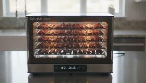 Best Dehydrator for Jerky – My Honest Guide & Top Picks There’s something incredibly satisfying about pulling out a tray of perfectly dried jerky. It’s chewy, flavorful, and keeps for weeks — assuming it lasts that long in my kitchen. After years of experimenting with different machines, I’ve learned that not all dehydrators handle jerky the same way. Some dry unevenly, some are too noisy, and a few make your whole house smell like a smokehouse (not necessarily a bad thing). In this guide, I’ll share my top dehydrators for jerky based on hands-on experience, what to look for before buying, and a few pro tips to make your jerky-making smoother. What You’ll Learn in This Guide How to choose a jerky-friendly dehydrator My tested and trusted models Handy tips for better flavor and texture Easy cleaning and maintenance ideas Common mistakes to avoid Quick Comparison: My Favorite Picks Dehydrator Best For Highlights Excalibur 3926TB Overall Performance Precise temperature control, 9 trays, durable build Nesco Snackmaster Pro Budget Option Compact, consistent drying, easy to use Cosori Premium Stainless Steel Modern Design Quiet motor, even airflow, digital settings Magic Mill Commercial Large Batches Metal trays, powerful fan, timer with auto shut-off Presto Dehydro Beginners Affordable, stackable, ideal for small batches (If you’re still exploring general food drying, you might like my Best Food Dehydrator – Honest Guide with My Top Picks .) What I Look for in a Jerky Dehydrator I’ve learned that the best dehydrator for jerky isn’t necessarily the biggest or most expensive. It’s about consistency and control. Temperature Range and Control Jerky needs to be dried at around 160°F (70°C) for meat safety and perfect chewiness. Models with adjustable thermostats make this easy. Anything without one? That’s a pass from me. Airflow and Heat Distribution Even airflow is a must. Jerky shouldn’t dry faster on one tray than another. Horizontal airflow designs (like Excalibur or Magic Mill) keep things balanced, while vertical ones (like Nesco) work fine for smaller batches. Capacity If you make jerky in bulk — say for camping trips or to survive Monday snack cravings — go for at least 6–9 trays. Compact stackable models are fine for casual use. Ease of Cleaning Jerky marinade tends to stick. Removable trays and nonstick mesh screens save your sanity. Dishwasher-safe parts? Even better. Noise Level Let’s be honest, some dehydrators sound like they’re prepping for takeoff. If you dehydrate overnight, quieter options like Cosori will save your sleep. My Top Picks for Making Jerky 1. Excalibur 3926TB – Best Overall If I had to keep only one machine, this would be it. The Excalibur 3926TB is large, reliable, and practically bulletproof. The rear-mounted fan ensures steady airflow across all trays, so every strip of meat dries evenly — even when I overload it (which happens often). It also comes with a 26-hour timer and adjustable thermostat, giving me total control. Yes, it takes up some counter space, but it’s worth every inch. Cleanup is straightforward thanks to the removable trays. Ideal for: Heavy users, hunters, or anyone serious about jerky-making. 2. Nesco Snackmaster Pro – Best Budget Option Don’t underestimate this one. The Nesco Snackmaster Pro is compact, affordable, and surprisingly efficient. Its top-mounted fan helps prevent drips from ruining the motor (a clever design choice). It doesn’t have a timer, which is mildly inconvenient, but I’ve learned to set my phone timer instead. For its price, the performance is fantastic. Ideal for: Beginners or anyone short on space and budget. 3. Cosori Premium Stainless Steel – Best Looking & Quiet This one combines style and substance. With stainless steel trays and digital controls, it feels modern yet user-friendly. The airflow system is whisper-quiet — I can dehydrate overnight without waking the entire house. The automatic shut-off gives peace of mind too. I also appreciate the transparent glass door, which lets me peek at the jerky without opening it (and losing heat). Ideal for: Apartment dwellers or night-time dehydrators. 4. Magic Mill Commercial – Best for Large Batches This dehydrator means business. The Magic Mill Commercial model is sturdy, with stainless steel trays and a rear fan for even drying. It’s perfect when I’m prepping jerky for a crowd or stocking up before a long trip. It comes with a digital thermostat and timer, both accurate, plus overheating protection — something I didn’t know I needed until I left one running overnight. Ideal for: Big families or bulk jerky production. 5. Presto Dehydro – Best for Beginners If you’re just getting started, Presto’s Dehydro is the friendly face of food dehydration. It’s lightweight, stackable, and easy to store. The drying consistency surprised me for the price. It doesn’t have temperature precision like the Excalibur, but for simple beef or turkey jerky, it does a fine job. Plus, it’s a good way to test if jerky-making is your thing before investing in pricier gear. Ideal for: Beginners or light users. Pro Tips for Making Better Jerky Over the years, I’ve learned that the dehydrator is only half the equation. The rest comes down to technique — and a little patience. 1. Trim the Fat Fat goes rancid quickly, so always trim your meat well before slicing. Lean cuts like top round or flank steak are perfect. 2. Marinate for Flavor A good marinade does wonders. I like to mix soy sauce, brown sugar, garlic, and a pinch of chili flakes. Let it soak for at least 6 hours. 3. Slice Consistently Uneven slices lead to uneven drying. If you struggle with knife precision, freeze the meat for an hour — it slices cleaner. 4. Don’t Rush the Drying Jerky isn’t meant to be fast food. Depending on your machine, it can take 4–10 hours. It’s done when it bends but doesn’t snap. 5. Store It Right Once it cools, seal it in airtight containers or vacuum bags. I store mine in glass jars in a cool spot — it looks nice too. Cleaning and Maintenance Tips Cleaning is the least fun part, but it keeps your dehydrator working longer. Here’s what I do: Wipe trays while still warm — easier to remove residue. Use mild soap and warm water, not harsh chemicals. Avoid soaking electrical parts. Run an empty cycle occasionally to eliminate lingering smells. If you enjoy kitchen gear care guides, you might like my knife set guide — it pairs nicely with jerky prep. (You can check it out in my blog section.) Fun Things to Dehydrate Beyond Jerky Once you start drying meat, you’ll probably want to experiment. I did — and now my dehydrator runs almost weekly. Try these ideas: Apple chips: thin, crisp, and naturally sweet. Herbs: dry basil, mint, and oregano for easy seasoning. Fruit leather: perfect for kids or hikes. Veggie chips: zucchini and beet slices work great. The same machines that make great jerky handle these effortlessly. FAQs I Get All the Time Is a dehydrator better than an oven for jerky? Yes — dehydrators offer consistent, low heat that dries meat evenly without cooking it. Ovens work in a pinch, but they often run too hot. How long does homemade jerky last? Stored properly, it keeps for up to 1–2 months at room temperature, longer in the fridge. Can I dehydrate chicken or fish? You can, but handle them carefully and use proper temperatures (165°F minimum). Beef and venison are still the easiest. My Final Thoughts Finding the best dehydrator for jerky took me some trial and error — and a few questionable batches. But once I understood how airflow, temperature, and patience come together, the process became second nature. If you’re just starting, go simple with the Nesco or Presto. If you’re ready to make jerky a weekend tradition, invest in the Excalibur or Magic Mill. Either way, it’s worth it — nothing beats homemade jerky you made yourself. (Want to explore more versatile options? Check out my full Best Food Dehydrator Guide for broader recommendations.)
