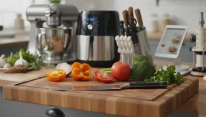 Chef’s Knife on Cutting Board for Meal Prep