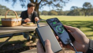  a power bank charger connected 