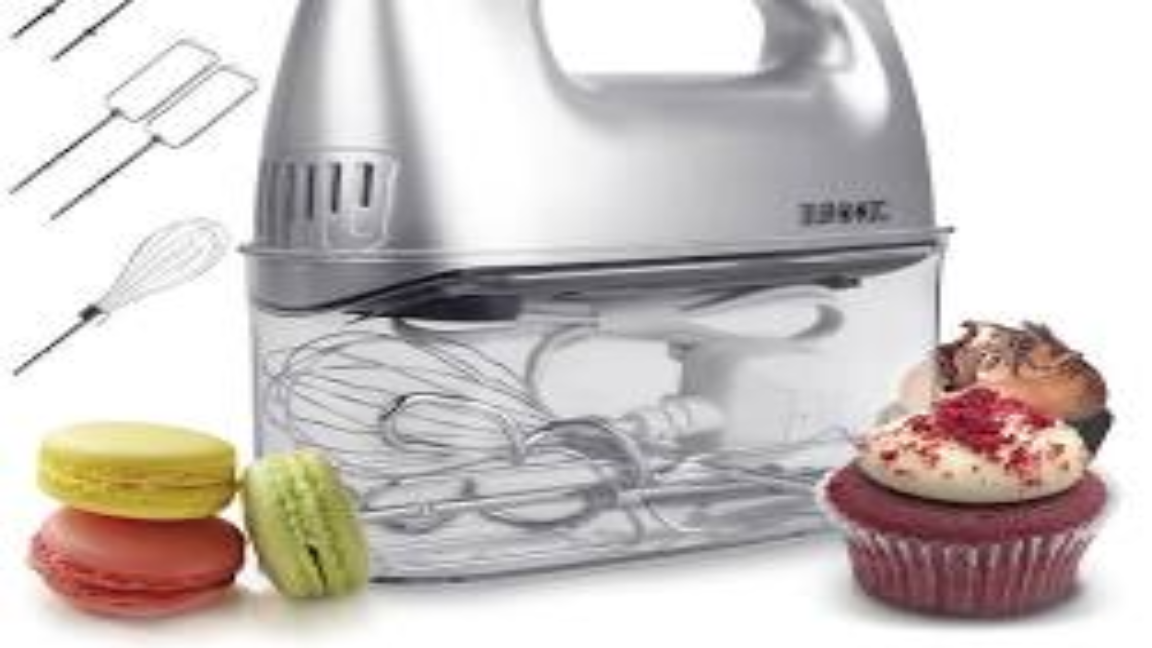  A silver electric hand mixer