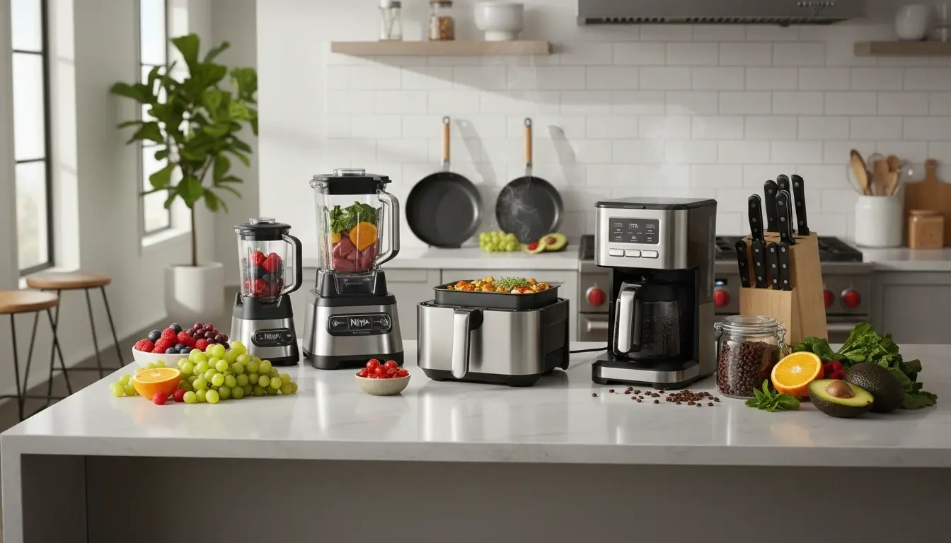 Ninja kitchenware with cleaning tools and utensils