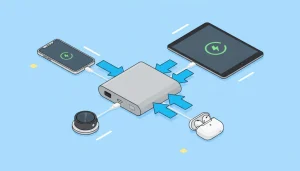 Power bank charging multiple devices at once