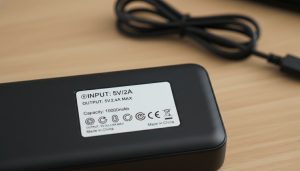 Power bank input label.