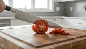 Cutting vegetable with knives