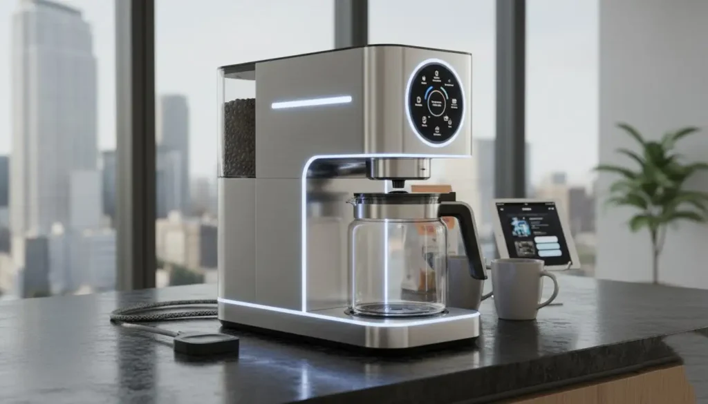 Sleek smart coffee maker with digital controls and timer