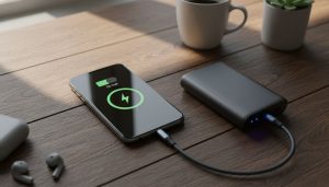 connected to a power bank