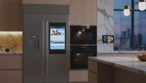 Smart kitchen with connected appliances and voice assistant