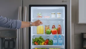LG InstaView refrigerator showing smart door-in-door feature
