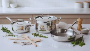 Best stainless steel cookware set on kitchen counte