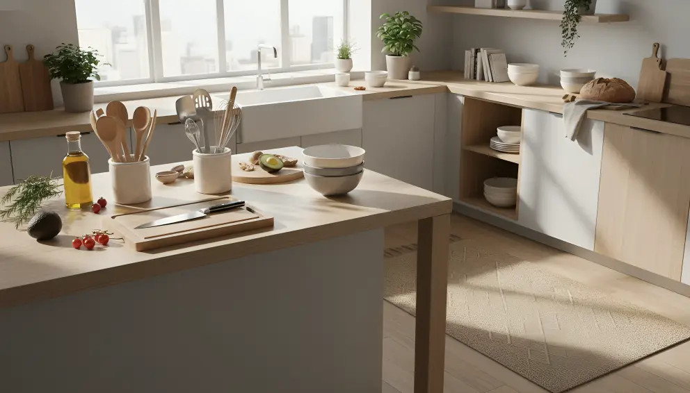 Best kitchen tools neatly arranged on a home kitchen counter