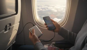 charging-phone-10000mah-power-bank-on-plane