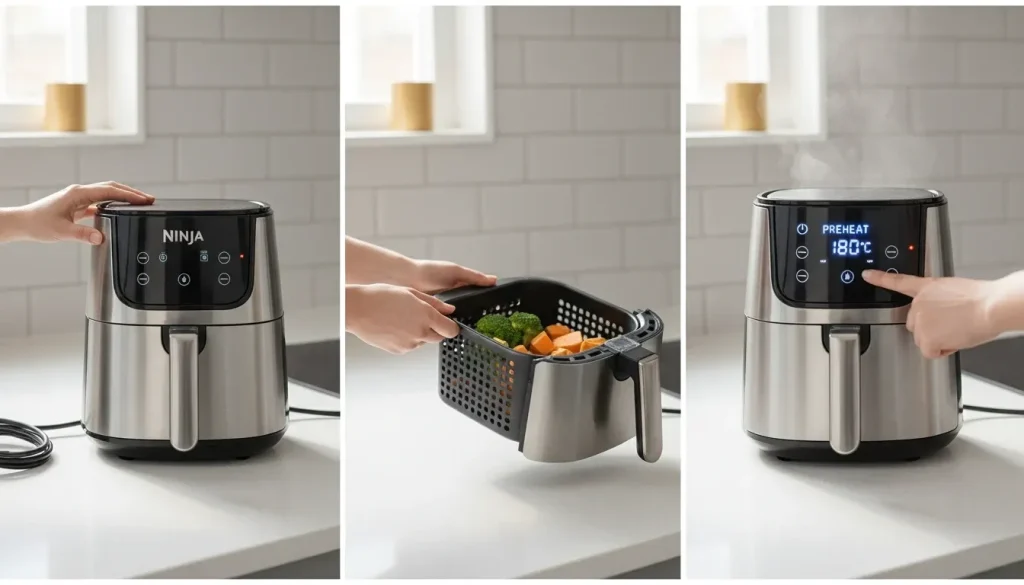 kitchen counter and preheating before cooking