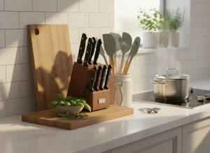 kitchen tools neatly arranged on a modern kitchen