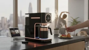 Modern smart coffee maker with customizable brewing settings
