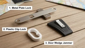 Comparison of different portable door lock types for travelers
