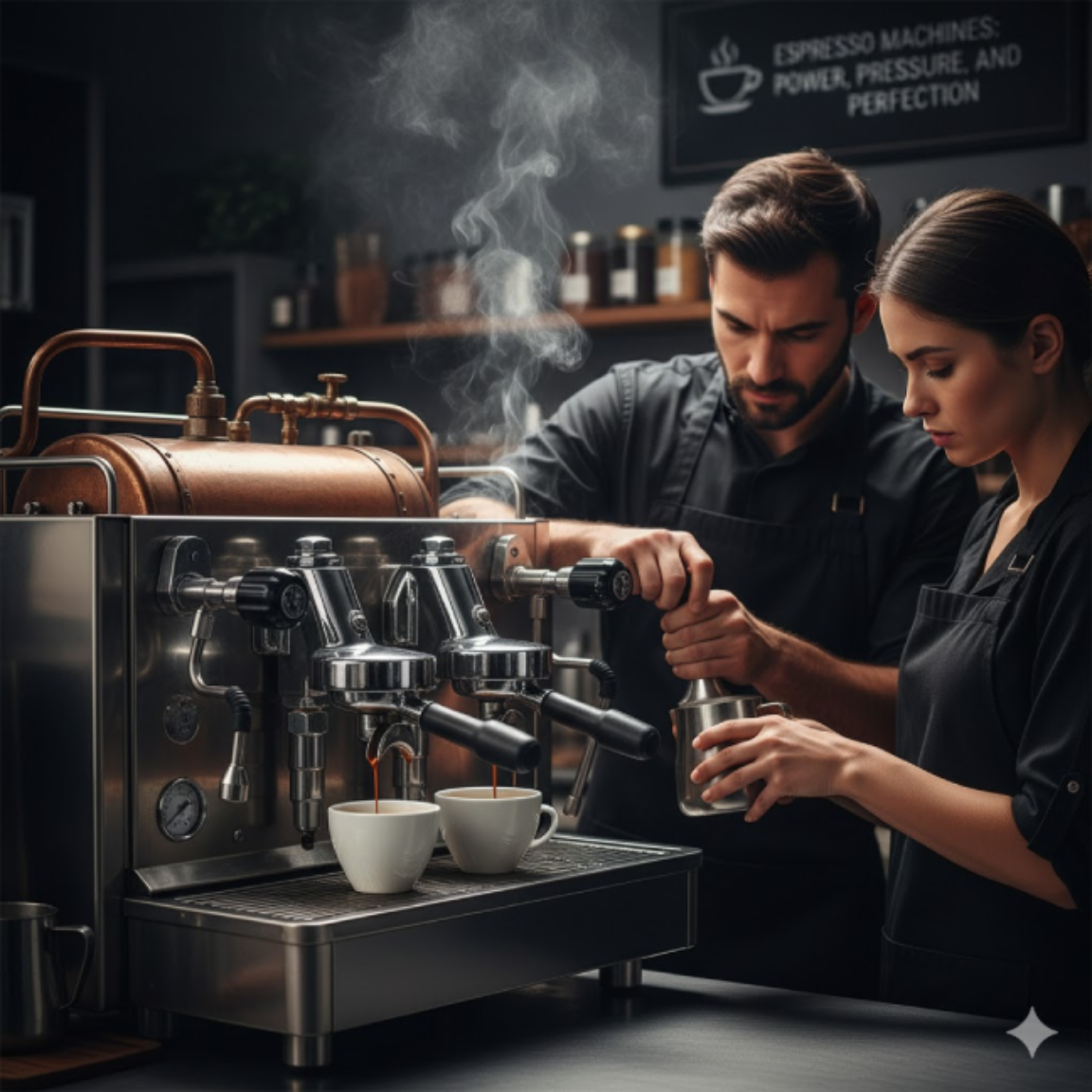 "Close-up of heating element and water reservoir in a coffee machine