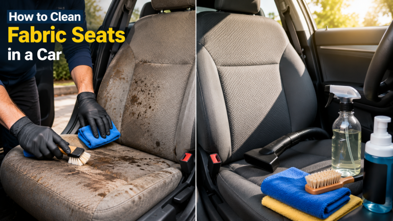 How to clean fabric seats in a car with a before and after upholstery cleaning transformation