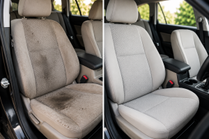 Car seat before and after cleaning 