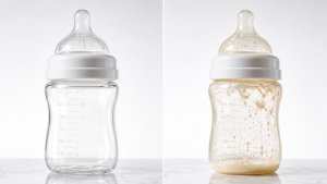 Clean vs dirty baby bottle