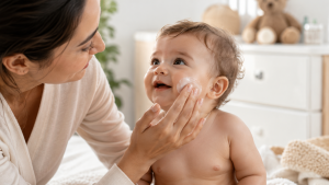 Baby with dry skin on cheeks