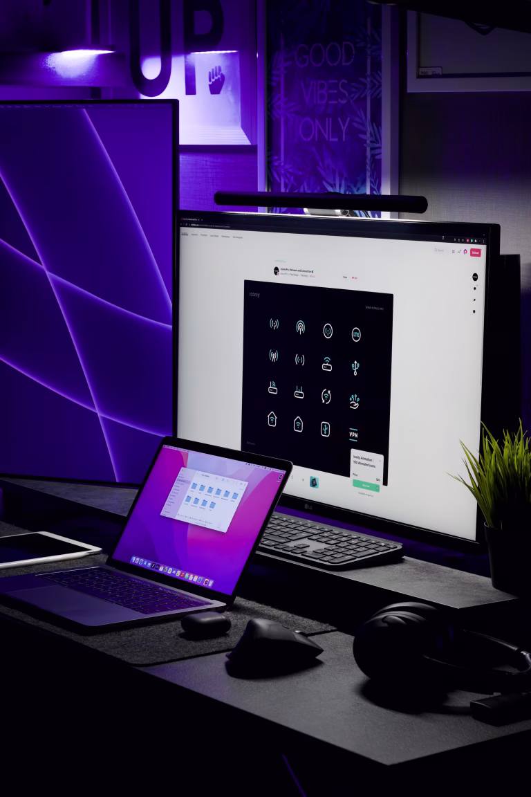 Cyber security icon superimposed over connected household gadgets illustrating smart home devices privacy and security tips
