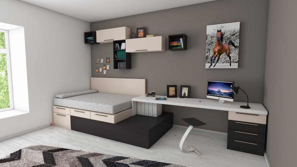 Modern living room equipped with connected smart home devices