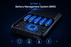 Battery Management System protecting rechargeable lithium battery cells from electrical faults