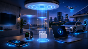 Illustration showing the basic components of a wireless charging system