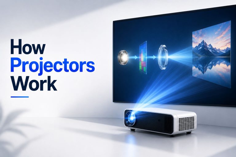 Modern projector showing how projectors work using advanced display technology