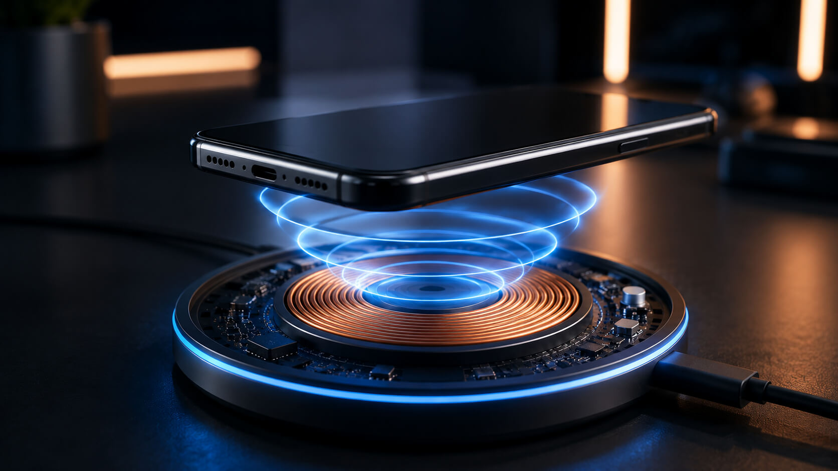 How Qi wireless charging works with a smartphone on a Qi charging pad