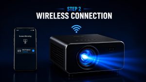 Smartphone using wireless screen mirroring over Wi-Fi