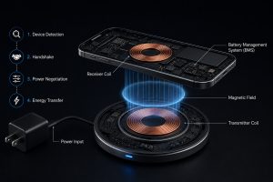 Electromagnetic induction inside a wireless charging pad