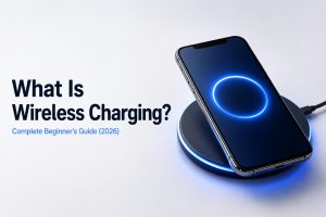 Modern smartphone on a Qi charging pad