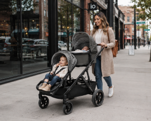 Side by side double stroller designed for twins
