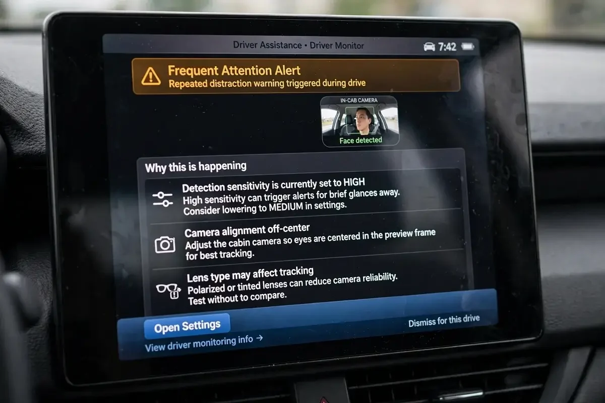 Close-up view of a car's dashboard display screen showing on-screen instructions.